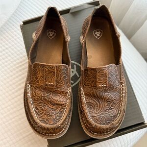 Ariat Women’s Embossed Brown Leather Loafers